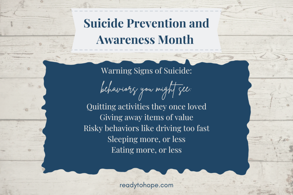 Suicide Prevention and Awareness Month Warning Signs of Suicide